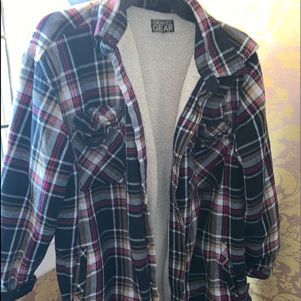 Fuzzy lined flannel shirt/ jacket